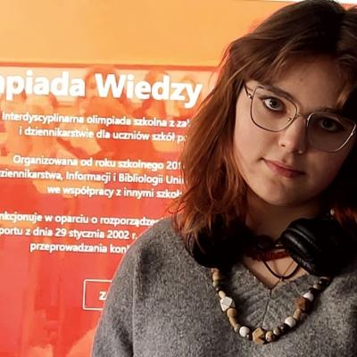 Zuzanna Szelewska  w II etapie Olimpiady Wiedzy o Mediach.
